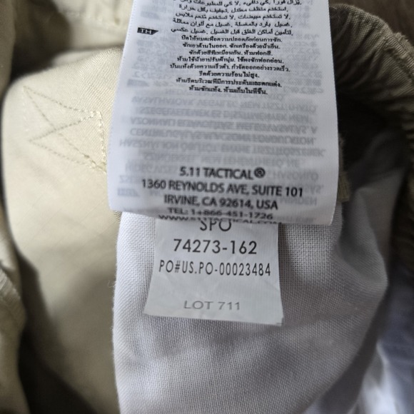5.11 Men's TACLITE Pro Tactical Pants, Style 74273, Waist 30‎ Length 31 Khaki - Picture 9 of 11